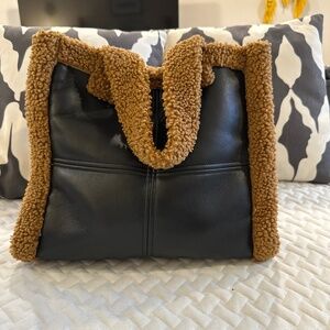 Vegan Leather Faux Fur Handbag